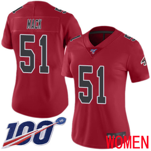 Atlanta Falcons Limited Red Women Alex Mack Jersey NFL Football #51 100th Season Rush Vapor Untouchable